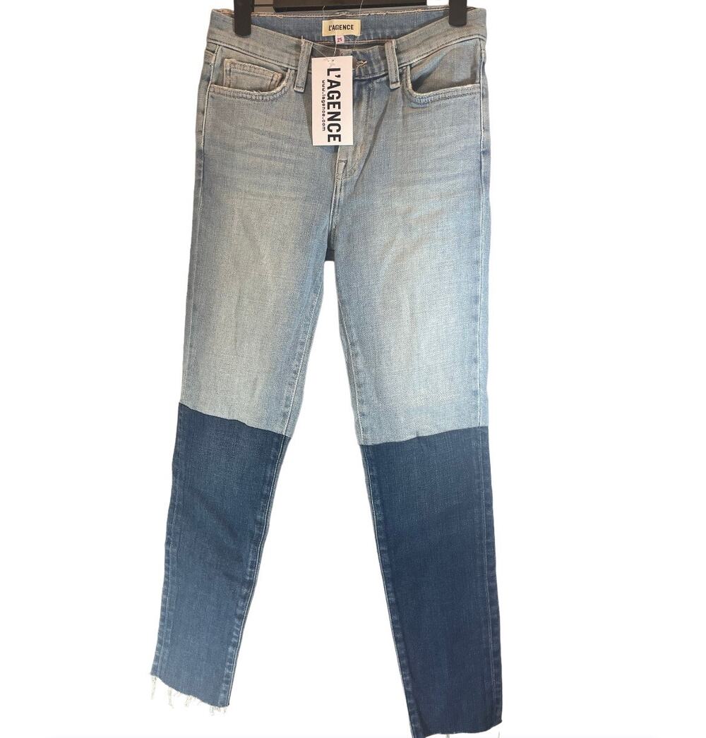L'AGENCE 2 Color Block Denim Jeans - Size 25